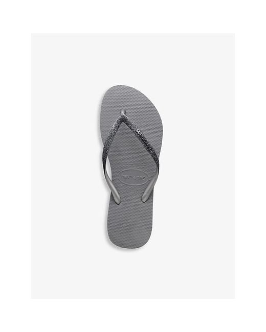 Havaianas Gray Slim Sparkle Ii Rubber Flip Flops