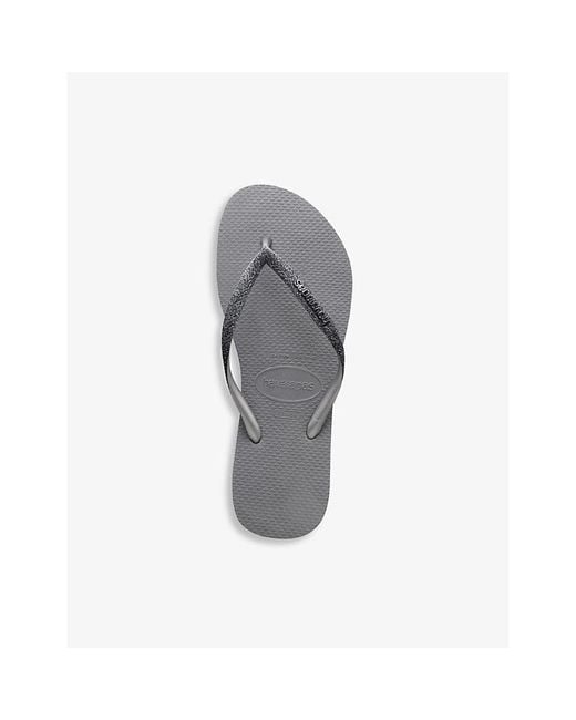 Havaianas Gray Slim Sparkle Ii Rubber Flip Flops
