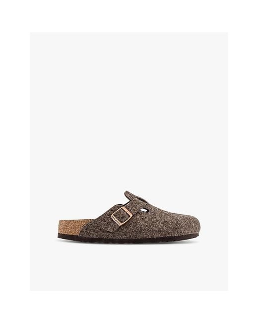Birkenstock Brown Boston Buckle-Fastened Wool Clogs