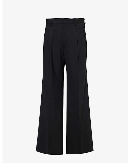 Etro Black Wide-leg Relaxed-fit Stretch-wool Trousers for men