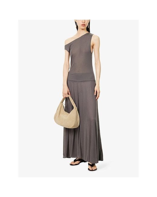 St. Agni Gray One-Shoulder Asymmetric Jersey Top