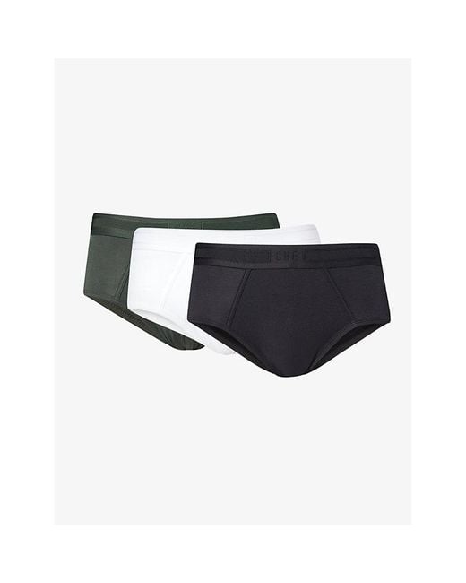CHE Black Pack Of Three Branded-waistband Stretch-woven Briefs X for men