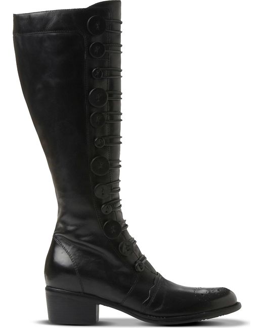Dune Black-leather Pixie D Leather Knee-high Boots