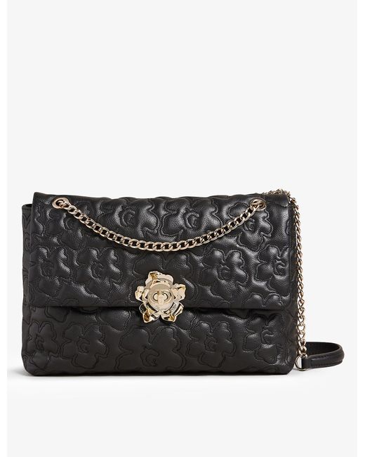 Ted Baker Black Ayshah Magnolia-quilted Large Leather Crossbody Bag