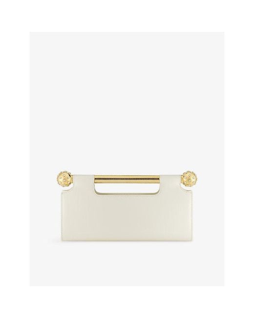 BVLGARI White Tubogas Spheres Leather Clutch