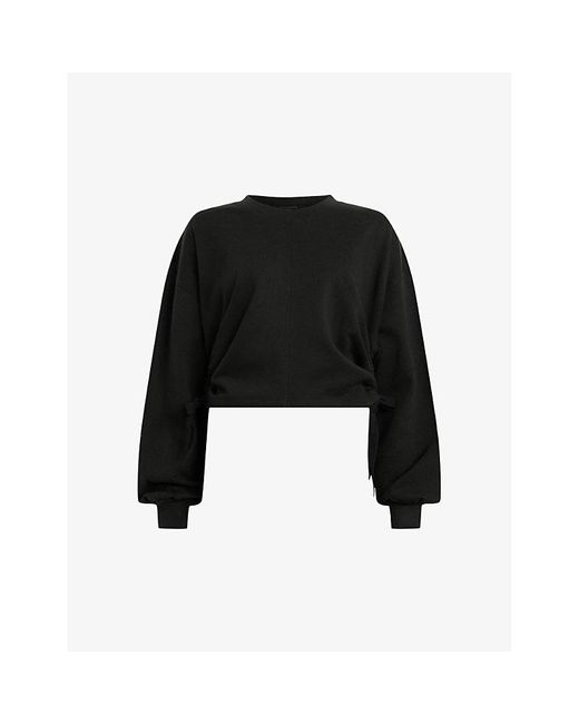 AllSaints Black Mira Drawstring Organic-cotton Sweatshirt X
