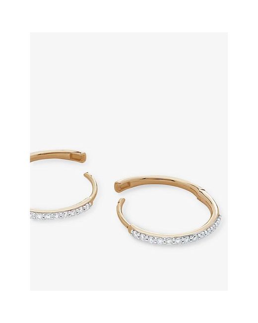 Monica Vinader White Pavé-Set 14Ct- And 0.1547Ct Full-Cut Diamond Huggie Earrings