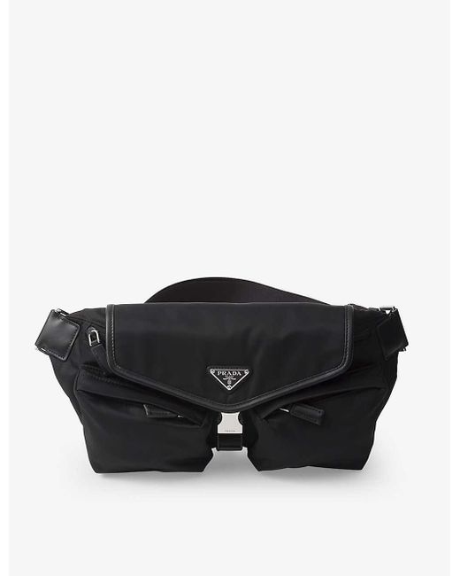 Prada Black Re-nylon Recycled-nylon And Leather Shoulder Bag for men