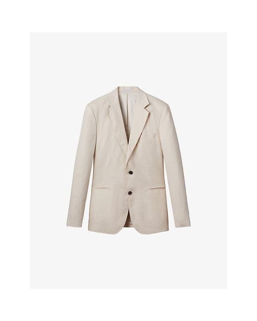 Reiss Natural Kin Notch-Lapel Slim-Fit Single-Breasted Linen Blazer for men