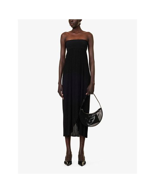 Alaïa Black Slim-fit Bustier Knitted Midi Dress