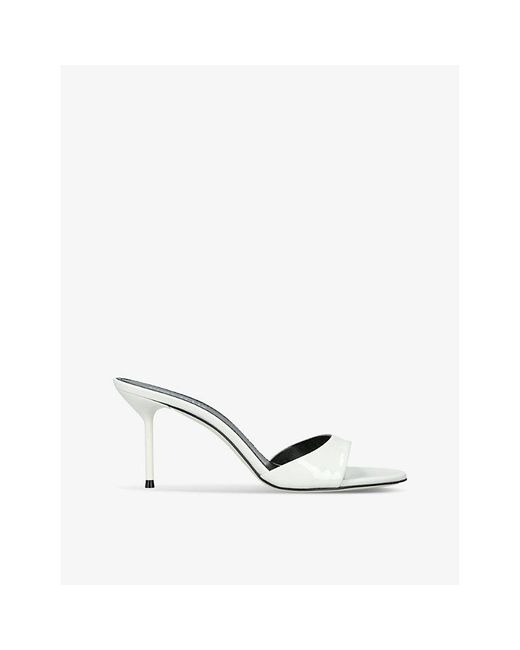 Paris Texas White Lidia Mule 70 Leather Heeled Sandals