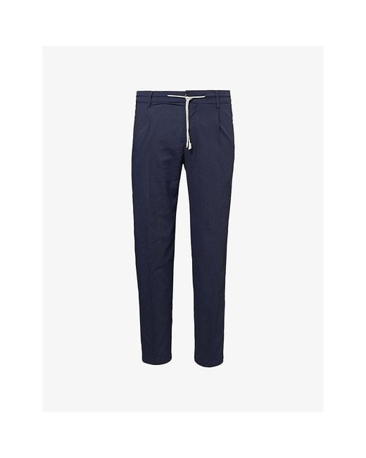 Eleventy Blue Slim-Leg Jogger Woven Trousers for men