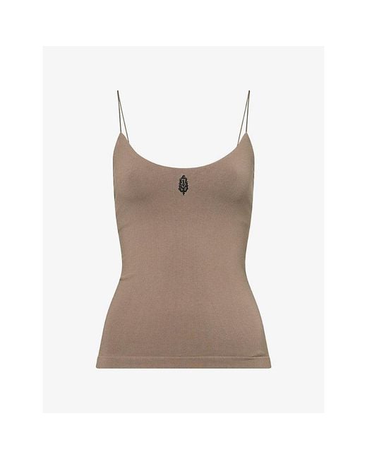 Fp Movement Brown Skinny Strap Logo Tank Top