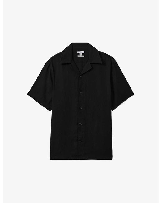 Reiss Black Beldi Relaxed-fit Short-sleeve Linen Shirt for men