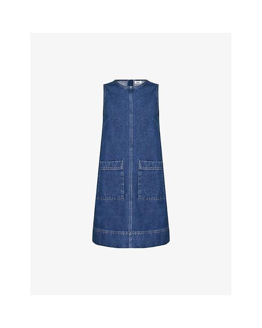 Ro&zo Blue Patch-Pocket Sleeveless Denim Shift Dress