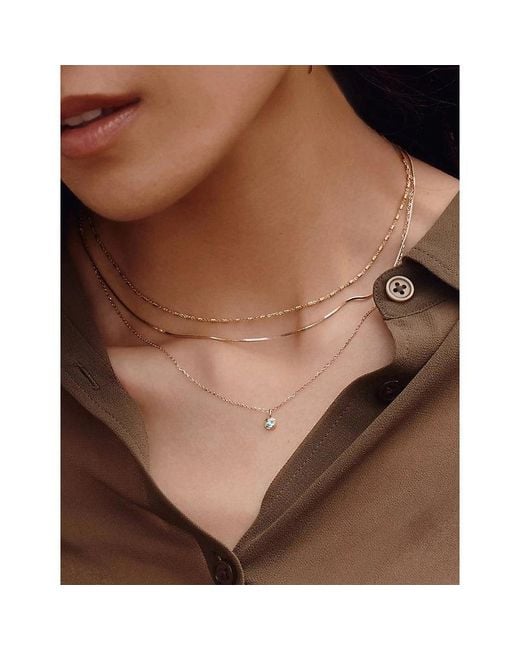 Missoma White Fine March Birthstone 18Ct And Aquamarine Pendant Necklace