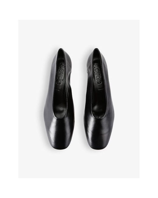 Aeyde Black Delia Pointed-toe Leather Heeled Courts