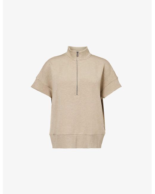 Varley Natural Ritchie Short-sleeved Stretch-woven Sweatshirt