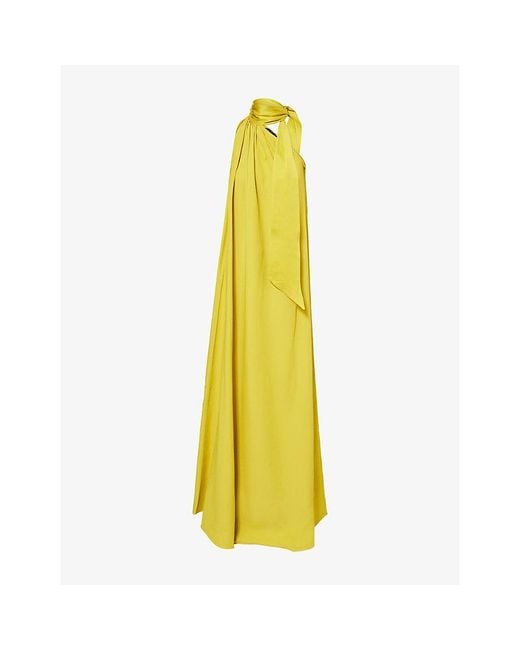 ‎Taller Marmo Yellow Astor Crepe-Cady Maxi Dress