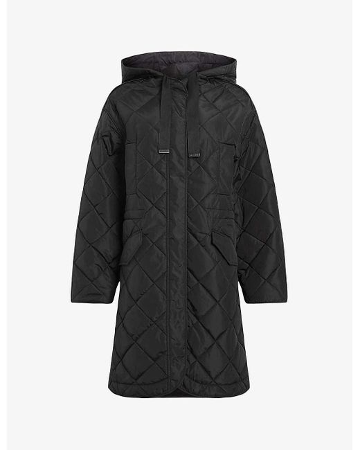 AllSaints Black Rina Relaxed-fit Quilted Shell Liner Coat