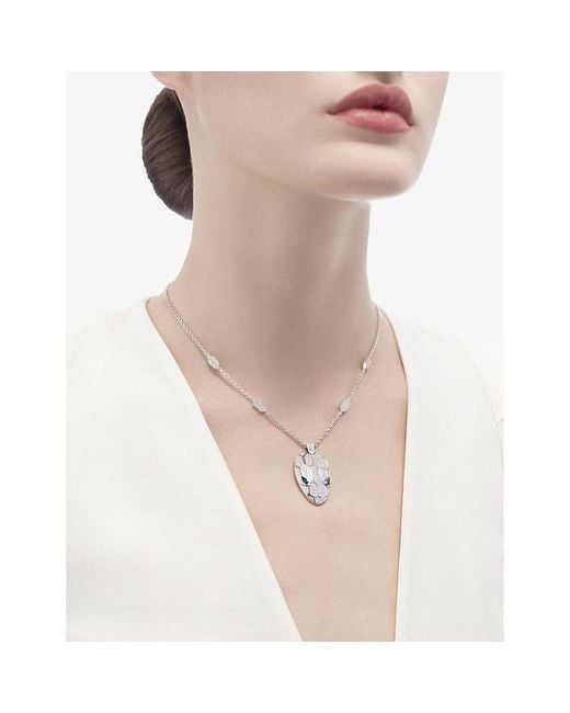 BVLGARI White Serpenti 18Ct, 2.07Ct Brilliant-Cut Diamond And Sapphire Necklace