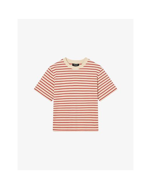 Whistles Pink Striped Short-Sleeve Cotton T-Shirt