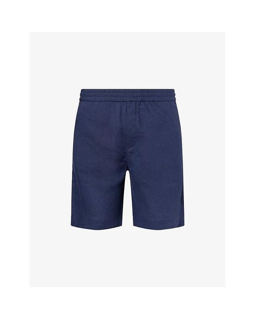 Sunspel Blue Drawstring Relaxed Linen Shorts for men