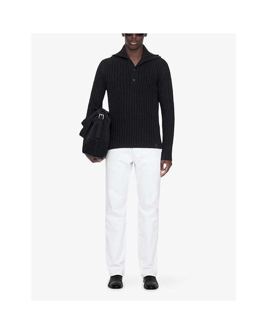 AllSaints Black Liev Funnel-Neck Wool-Blend Jumper for men