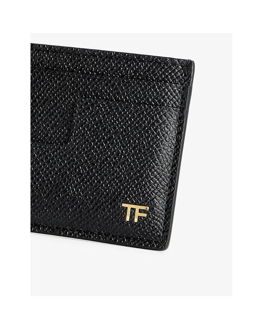 Tom Ford White Logo-embossed Leather Card Holder for men