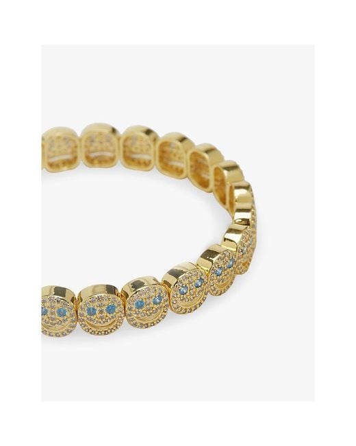 Lisa Gozlan Metallic The Pavé The Happy Face 18Ct Plated Brass And Cubic Zirconia Bracelet