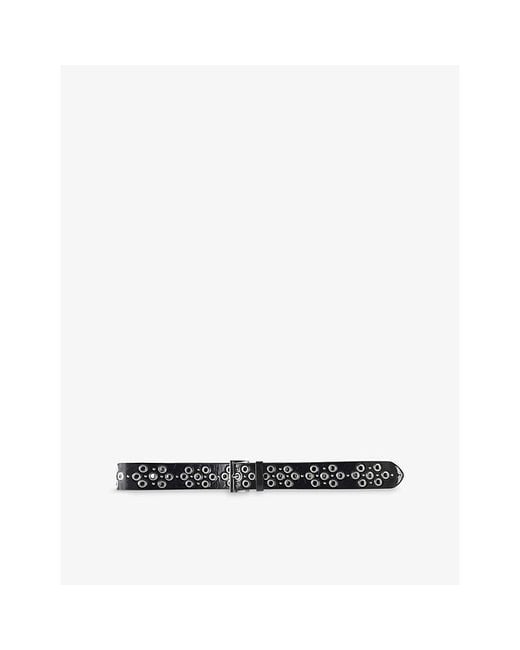 Zadig & Voltaire White Starlight Eyelets Leather Belt