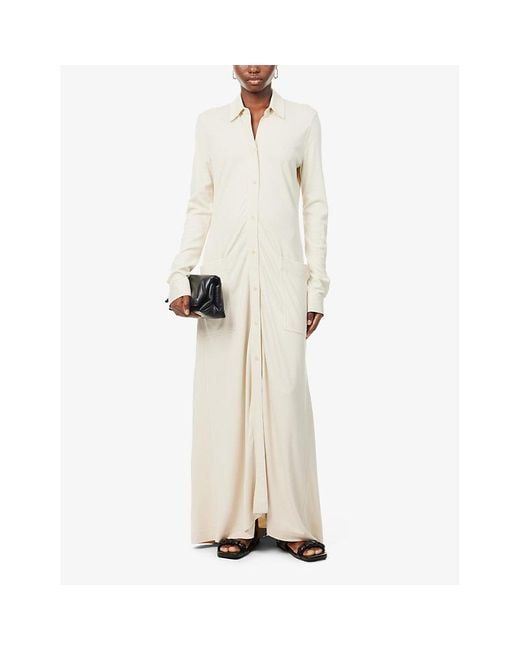 Totême  White Long-sleeved Relaxed-fit Stretch-woven Maxi Dress