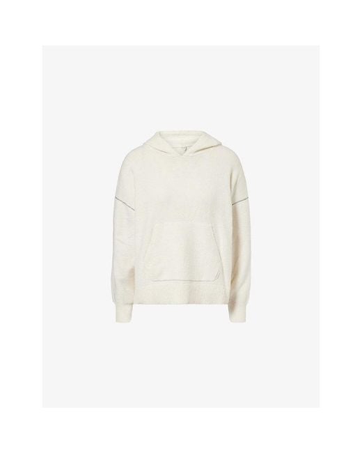 Calvin Klein White Oversized Contrast-Seam Plush-Terry Hoody