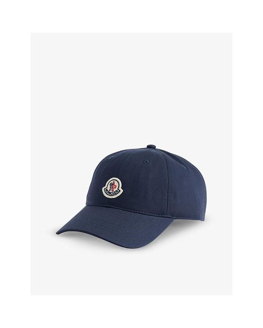 Moncler Blue Logo-patch Cotton Baseball Cap for men