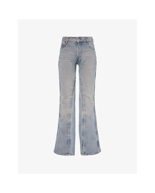 Y. Project Blue Hook And Eye Flared-leg Mid-rise Jeans