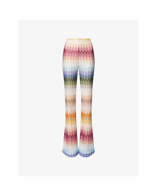 Missoni Pink Flared Dégradé-Lace Motif Trousers