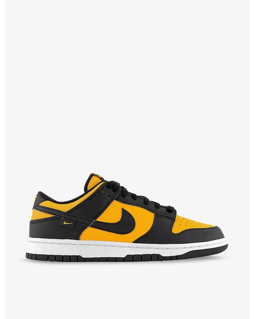 Nike Yellow Dunk Low Panelled Leather Low-top Trainers for men