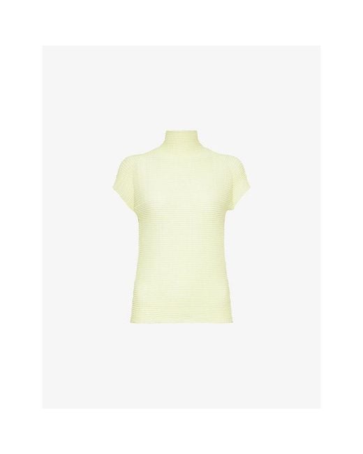 Issey Miyake Yellow Wooly Pleats-66 Knitted Top