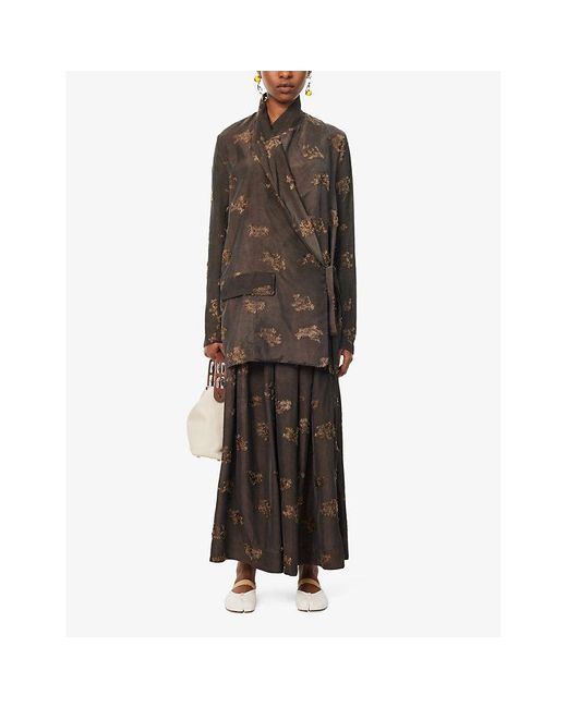 Uma Wang Brown Khloe Distressed-pattern Woven Jacket