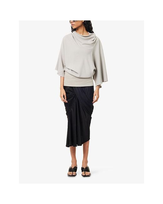 Rick Owens Gray Cylinder Cowl-Neck Woven Top