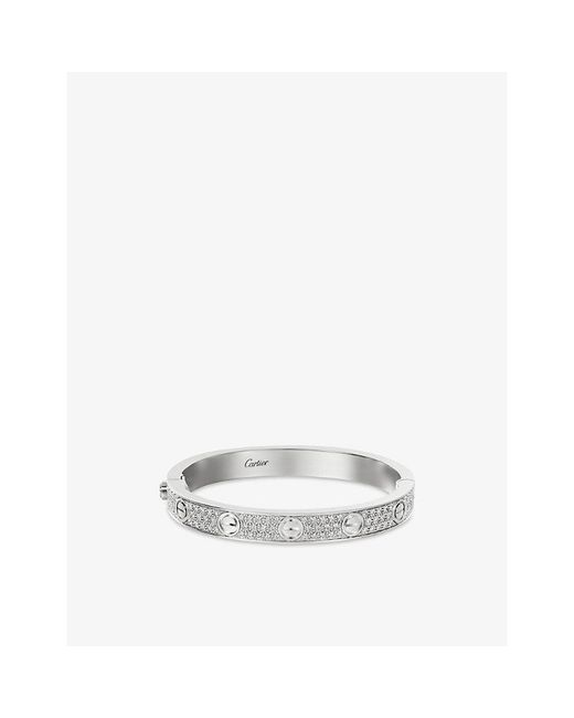 Cartier White Love Classic 18Ct- And 1.99Ct Brilliant-Cut Pavé Diamond Bracelet
