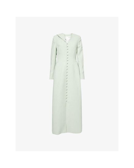 Mona Alshebil Green Rajwa Draped Woven Maxi Dress