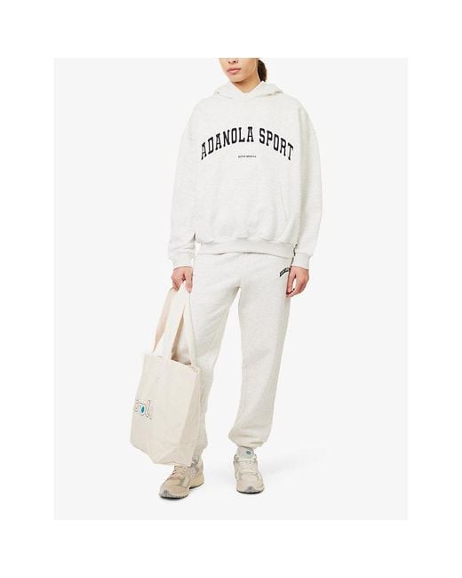 ADANOLA White Logo-Embroidered Oversized Cotton Hoody