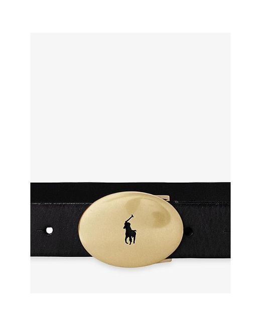 Polo Ralph Lauren Black Id Branded-Buckle Leather Belt