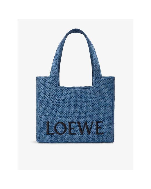 Loewe Blue X Paula's Ibiza Font Medium Woven Tote Bag