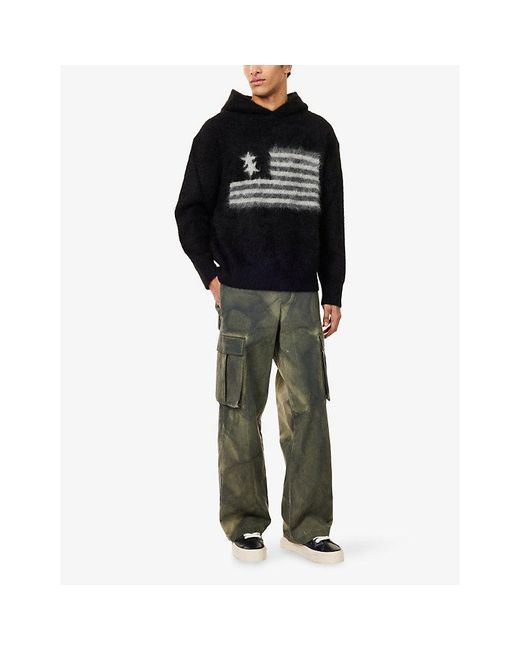 Cole Buxton Black American-Flag Soft-Touch Alpaca Blend Hoody for men