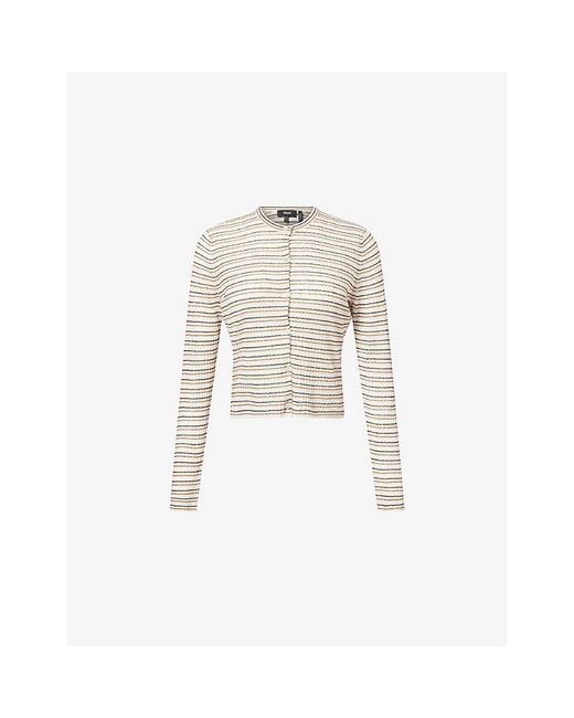 Theory White Crop Rib-Knit Linen-Blend Cardigan