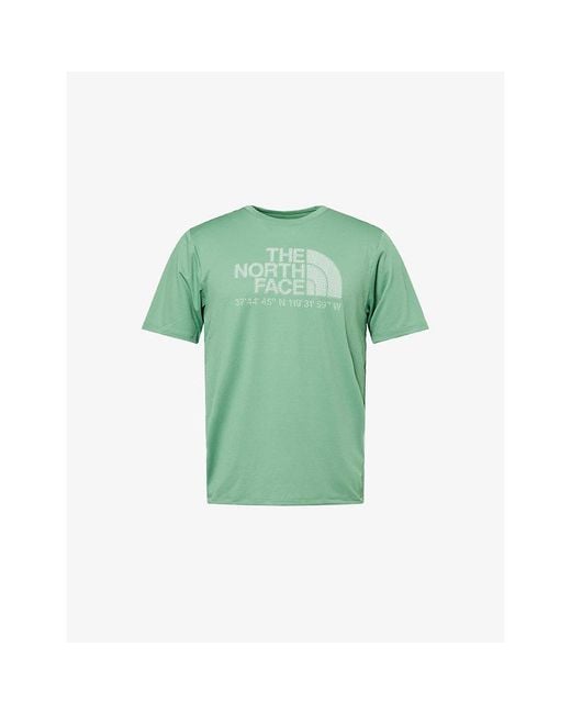 The North Face Green Logo-Print Flashdry Woven T-Shirt for men