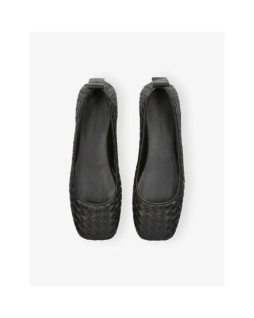 Bottega Veneta Black Charlotte Leather Ballerina Flats