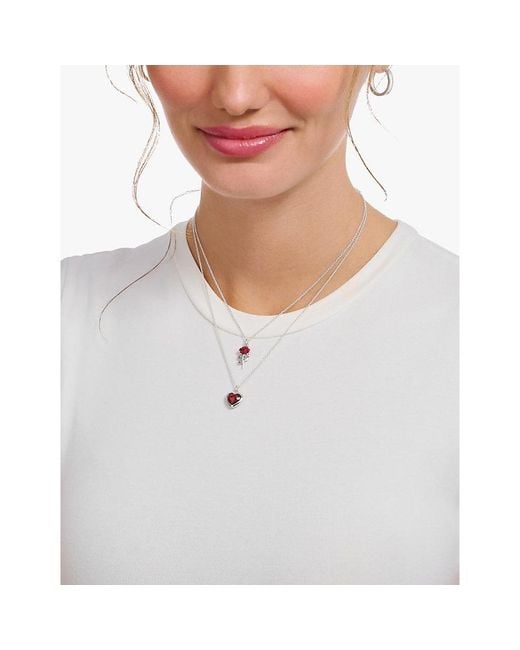 Thomas Sabo White Heart Sterling- And Zirconia Pendant Necklace
